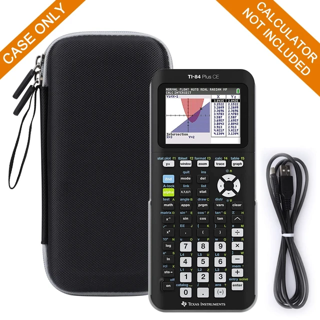 Alt view image 4 of 7 - Calculator Case Compatible with Texas Instruments TI-84 Plus CE/TI-84 Plus/TI-83 Plus/TI-89 Titanium/TI-85 / TI-86 Color Graphing Calculator - Black with Grey Zipper (Case Only)