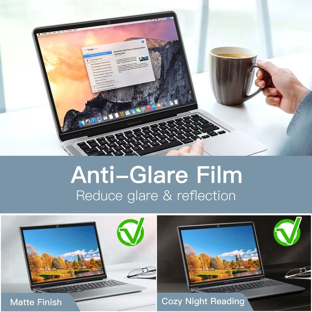 Alt view image 2 of 6 - Matte Screen Protector for MacBook Pro 13" & Air 13", 2-Pack For MacBook Pro 13" (2022-2016, M1/M2) & Air 13" (2018-2020, M1), Anti-Glare Matte Film, Anti-Fingerprint, Scratch Protection