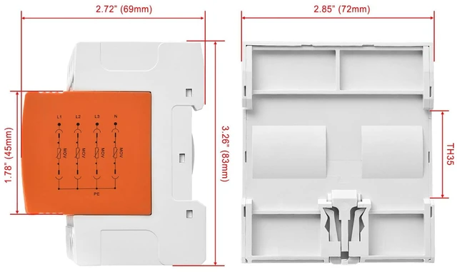 Alt view image 2 of 7 - 4P AC Surge Protector 385V 40kA Type 2 SPD DIN Rail Arrester Flame-retardant 4-pole plug-in module defends 3-phase distribution boxes and off-grid panels against lightning strikes