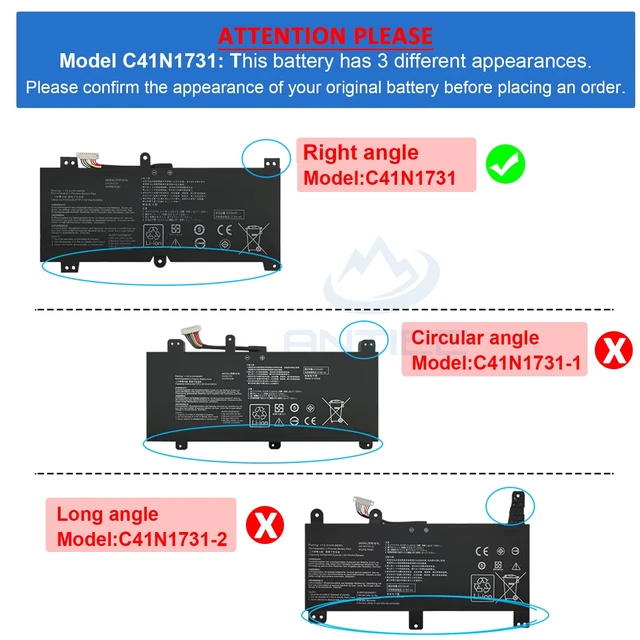 Alt view image 2 of 6 - C41N1731 Laptop Battery for Asus ROG Strix Scar II GL504 GL504GW GL504GS GL504GM GL504GV G515 G515GV G515GW G715GV G715GW GL504GW-DS74 Series C41PNC5 4CIP5/70/81 15.4V 66Wh