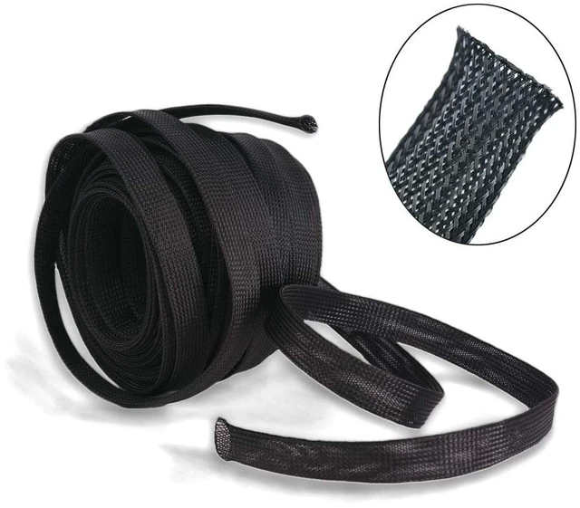 Alt view image 4 of 4 - PET Expandable Braided Cable Sleeve Black 1-1/2 Inchx100 FT 1.37" Expandable PET braided sleeve protects cables from wear. Flexible design for electronics, automotive & home cable management