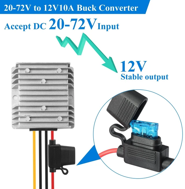 Alt view image 2 of 7 - 120W DC-DC Power Converter 20V-72V to 12V 10A, Waterproof Voltage Regulator for Car/Truck/Boats, Power Supply for CCTV, Audio System, Overload & Short Circuit Protection (IP67,)