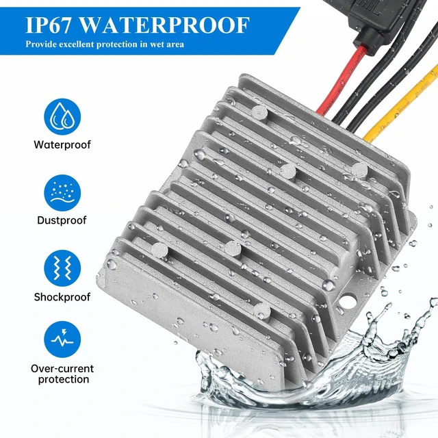 Alt view image 6 of 7 - 120W DC-DC Power Converter 20V-72V to 12V 10A, Waterproof Voltage Regulator for Car/Truck/Boats, Power Supply for CCTV, Audio System, Overload & Short Circuit Protection (IP67,)