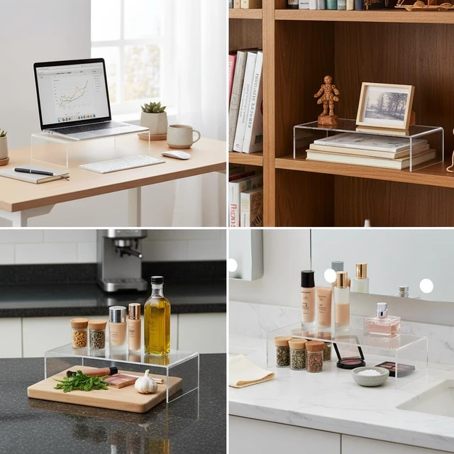 Alt view image 2 of 5 - 515338-2PK Acrylic Laptop Stand, Computer Riser for Desk, Monitor Stand, Closet Organizer for Clothes & Shoes, Cabinet Display for Accessories and Décor 15"x7.75 x 4.5 (2-Pack)
