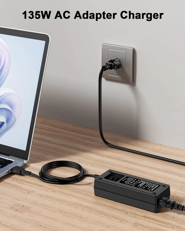 Alt view image 4 of 7 - 135W Charger Compatible with ADL135NLC3A ADL135NDC3A Compatible with Legion Y50 Y520 Y530 ThinkPad T440p T540p T570 IdeaPad Y40-70 Y50-70 Y700 20V 6.75A AC Adapter