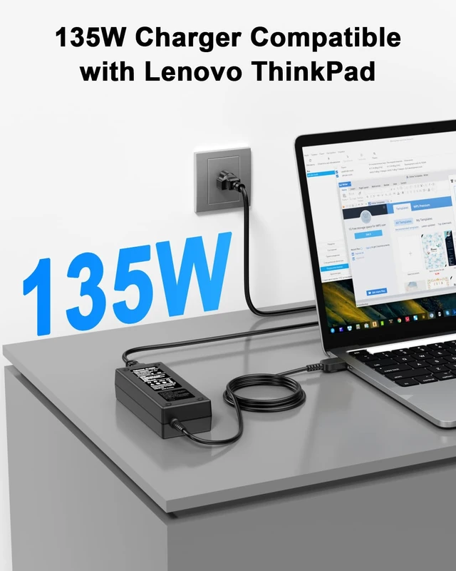 Alt view image 2 of 7 - 135W Charger Compatible with ADL135NLC3A ADL135NDC3A Compatible with Legion Y50 Y520 Y530 ThinkPad T440p T540p T570 IdeaPad Y40-70 Y50-70 Y700 20V 6.75A AC Adapter