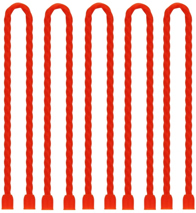 Main image of 5 PCS 24-Inch Silicone Cable Ties Dia 6.5mm, Reusable Steel-Core Rubber Twist Ties Bendable Cable Ties for Bundling and Holding, All Purpose Cord Tie for Indoor and Outdoor (Red)