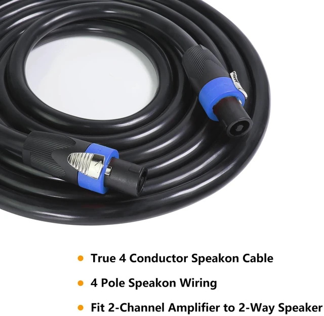 Alt view image 2 of 7 - 25 Feet Pack of 1 Speakon Cable - True 4 Conductor Speakon to Speakon Cables - Pro 4 Pole PA DJ Studio, Stage, Gig, Gala Audio Patch Wire (4 Conductors, 25 Ft)