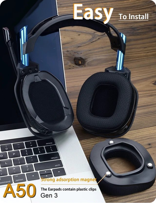 Alt view image 5 of 6 - A50 Gen 3 Mod Kit - Replacement Earpads and Headband Compatible with Astro A50 Gen 3 Headset,Ear Cushions, Upgrade High-Density Noise Cancelling Foam, Added Thickness (Black Breathable Fabric)