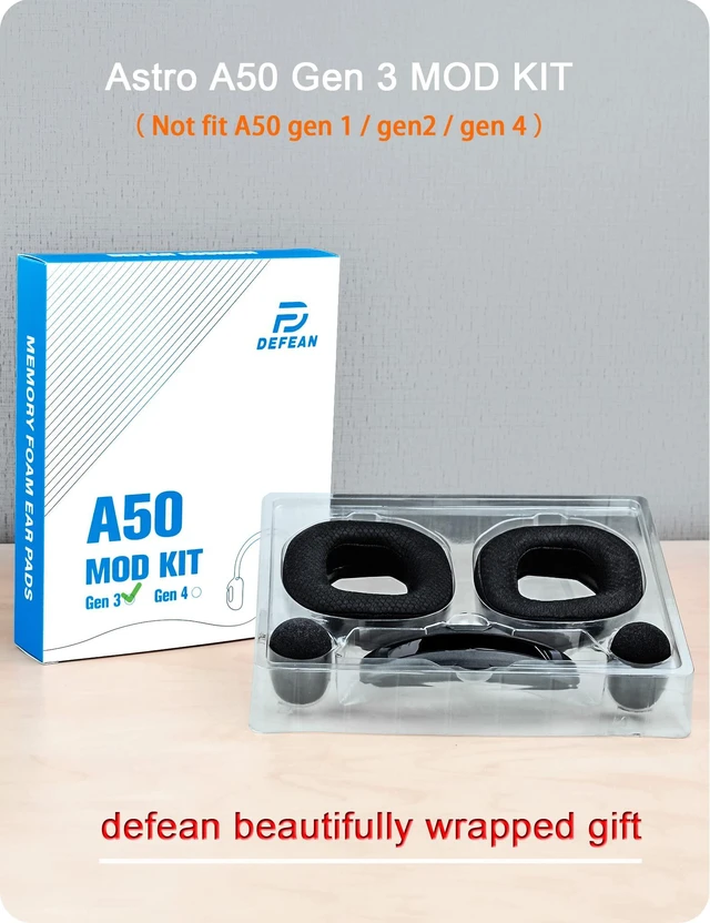 Alt view image 6 of 6 - A50 Gen 3 Mod Kit - Replacement Earpads and Headband Compatible with Astro A50 Gen 3 Headset,Ear Cushions, Upgrade High-Density Noise Cancelling Foam, Added Thickness (Black Breathable Fabric)