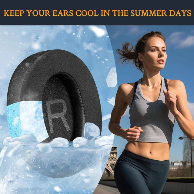 Alt view image 6 of 7 - Cooling Earpads for Anker Q45 - Black for Soundcore Space Q45 Headphones