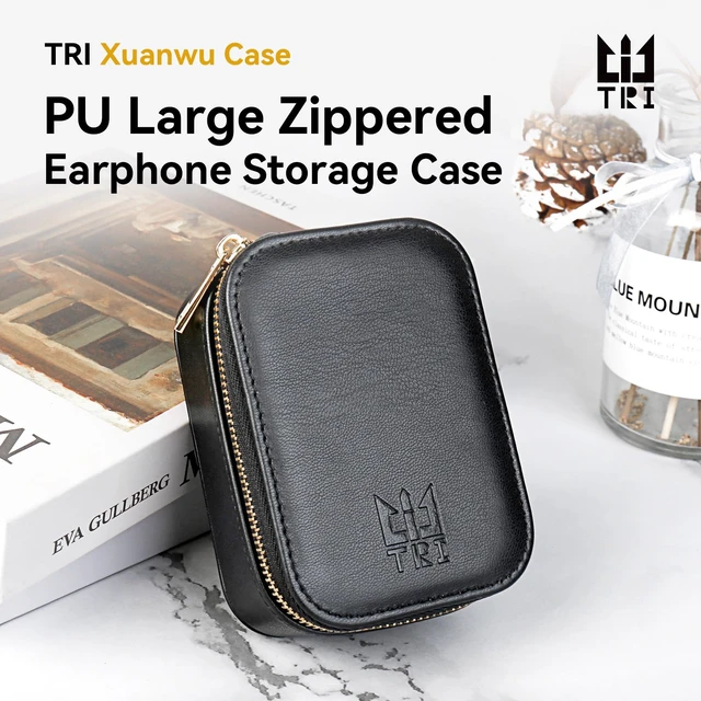 Alt view image 2 of 7 - TRI Xuanwu PU Large Zippered Earphone Storage Bag IEM Case with Mesh Pocket,Water-Resistant Portable Box for IEMs, Audio Accessories, Eartips and Cables