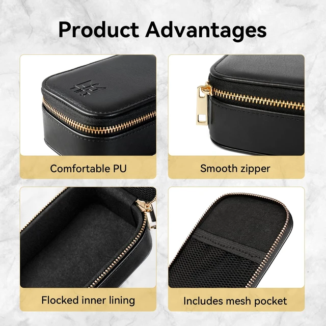 Alt view image 4 of 7 - TRI Xuanwu PU Large Zippered Earphone Storage Bag IEM Case with Mesh Pocket,Water-Resistant Portable Box for IEMs, Audio Accessories, Eartips and Cables