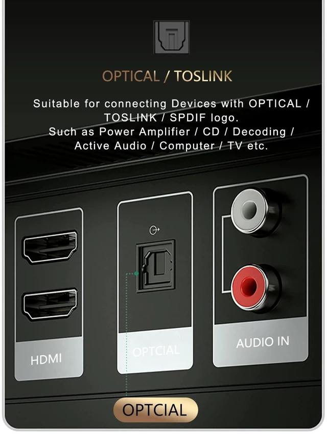 Alt view image 5 of 7 - HI-FI Toslink Optical Cable 16.4ft/5m, Precision-Polished PMMA Fiber Nylon-braided Jacket, Gold-plated Plugs, Reinforced Core, S/PDIF 5.1 Support, Immune to EMI/RFI, TV to Soundbar & AV Receiver