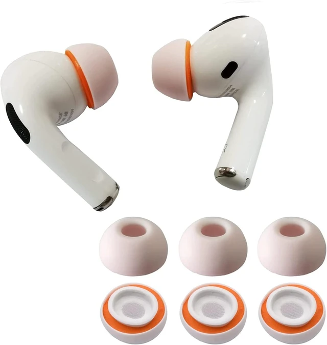 Main image of Upgraded Memory Foam&Silicone Hybrid Ear Tips for AirPods Pro 1st & 2nd Gen,Ultra-Comfort,Anti-Slip Eartips,Perfect Noise Reduction,Fit in The Charging Case,3 Pairs (Orange, Medium)