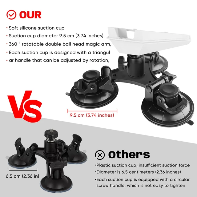 Alt view image 2 of 7 - StarlinkMini Roof Triangular Suction Cup Mount with1/4inch nut Base Adapter Starlink Mini 360 ° Horizontal Adjustment, Suitable for Smooth Surface Installation Such as roof/sunroof/RV/Windows