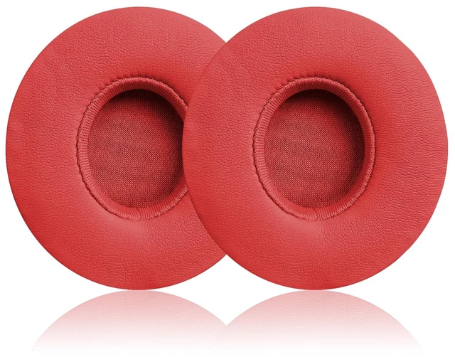 Main image of Replacement Ear Pads for Beats Solo 2 & Solo 3 Wireless On-Ear Headphones, Replacement EarPads Cushions Headphones Covers with Memory Noise Isolation Foam Softer Leather (Red)