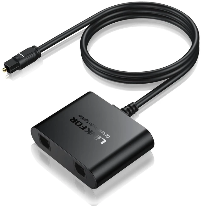 Main image of 1X2 Toslink Optical Digital Audio Splitter Digital Toslink Fiber Optical Splitter 1 Male Input 2 Female Output for Home Theatre, Xbox, PS5/PS4,Wireless Headphones and Soundbars