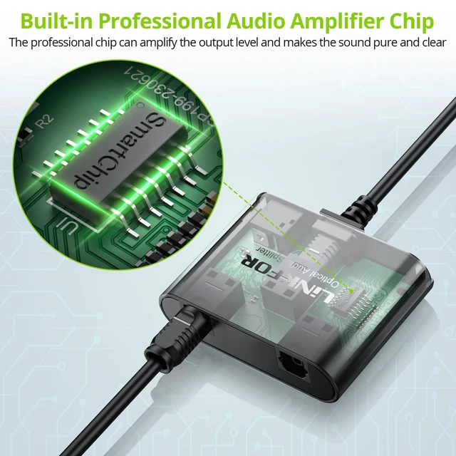 Alt view image 6 of 7 - 1X2 Toslink Optical Digital Audio Splitter Digital Toslink Fiber Optical Splitter 1 Male Input 2 Female Output for Home Theatre, Xbox, PS5/PS4,Wireless Headphones and Soundbars