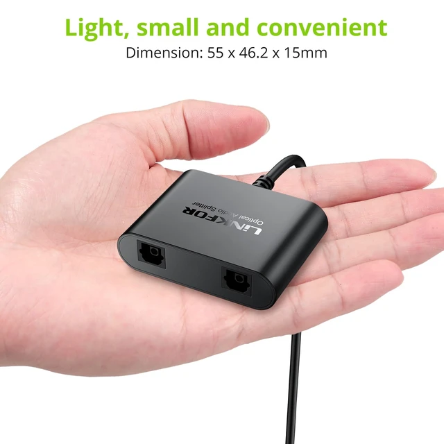 Alt view image 7 of 7 - 1X2 Toslink Optical Digital Audio Splitter Digital Toslink Fiber Optical Splitter 1 Male Input 2 Female Output for Home Theatre, Xbox, PS5/PS4,Wireless Headphones and Soundbars