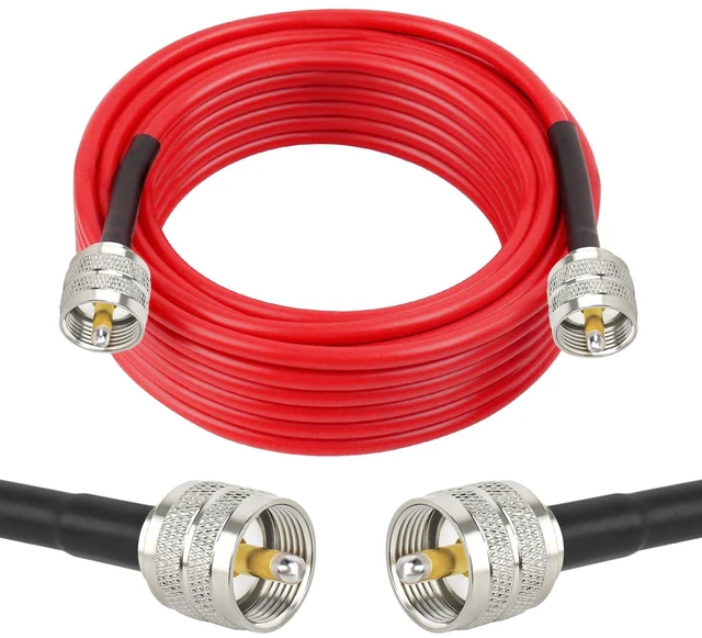 Main image of CB Coax Cable - 20FT RG58 PL-259 UHF Male to Male Low Loss CB Antenna Cable for CB Radio, Ham Radio, Amateur Radio, Antenna Analyzer, SWR Meter (Red)
