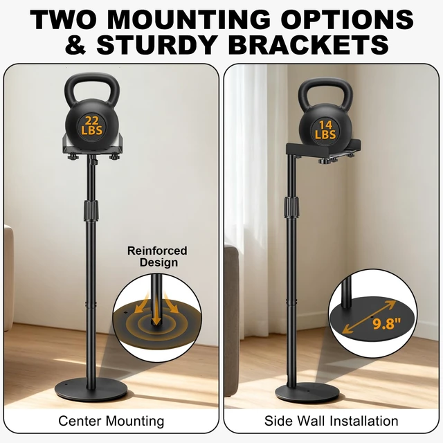 Alt view image 4 of 7 - Universal Speaker Stands Pair 31.5" - 41.3" Height Adjustable Black Bookshelf Speaker Stands for Satellite & Studio Up to 22LBS Cable Concealing, Loaded Plate Extends to 9.1"