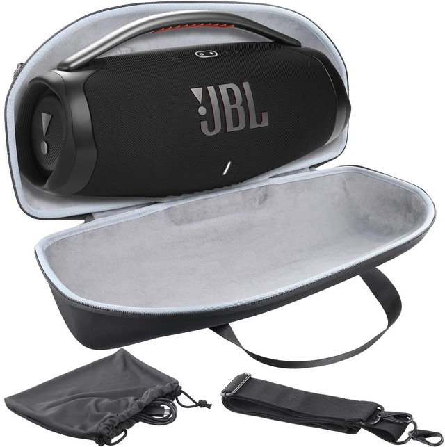 Main image of Hard Travel Case for Boombox 3 2 Bluetooth Speaker, Black+Grey Portable Travel Design, External Handle And Detachable Shoulder Strap For Carrying And Storage, Accessory Organization