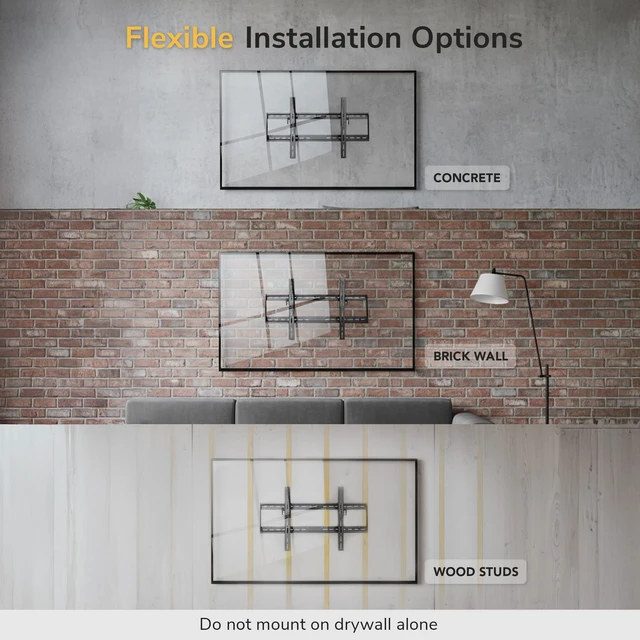 Alt view image 3 of 7 - Tilting TV Wall Mount, 37-100", 165 lbs Heavy-duty low-profile 1.9" bracket tilts down 9 degrees to reduce glare, universal VESA 100x200 to 800x400