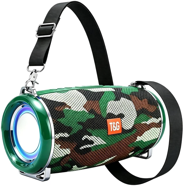 Main image of Portable Ourdoor Speaker with Deepbass, IPX5 Waterproof Boombox 12H playtime, TWS pairing,Bike speaker with strap, FM radio, TF/ USB port. Ideal rugged gift for camping,Camouflage