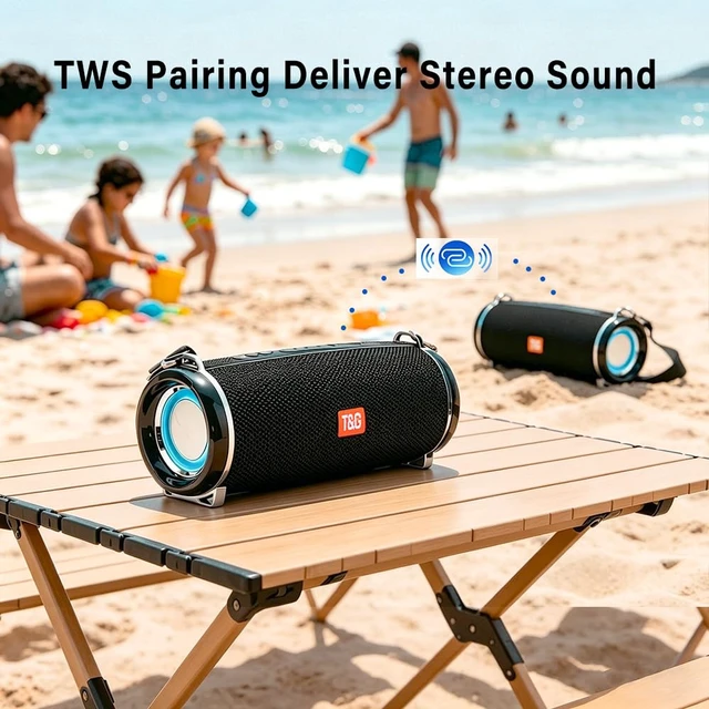 Alt view image 4 of 7 - Portable Ourdoor Speaker with Deepbass, IPX5 Waterproof Boombox 12H playtime, TWS pairing,Bike speaker with strap, FM radio, TF/ USB port. Ideal rugged gift for camping,Camouflage