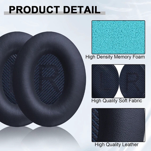 Alt view image 4 of 6 - Replacement Ear Pads for Bose QC35 & QC35II Headphones-Blue Earpads for Bose QuietComfort 35 & 35ii, QC15/QC25/QC2, SoundTrue/SoundLink Around-Ear I/II, AE2/AE2i Ear Cushions Ear Covers