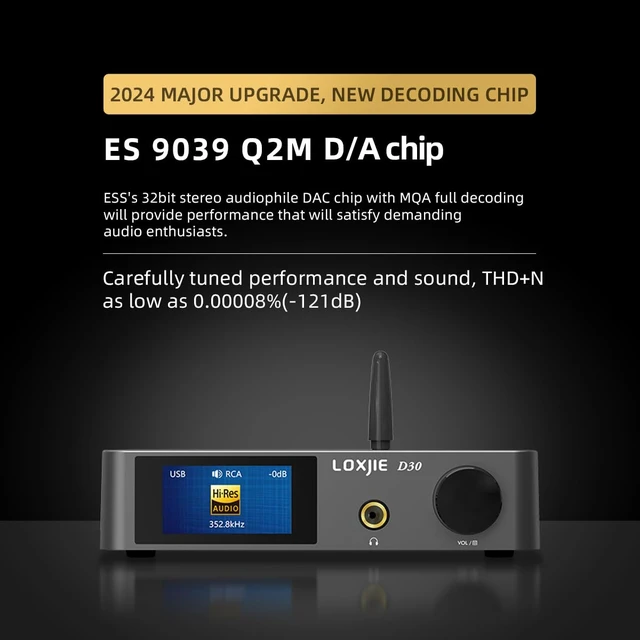 Alt view image 2 of 7 - Upgraded D30 Audio DAC & Headphone Amplifier ES9039 Q2M D/A Chip XMOS PCM 32bit/768kHz MQA DSD512 Hi-Res Home Stereo AMP Bluetooth 5.1 with Remote Control, Hi-Fi Audio Stereo Receiver