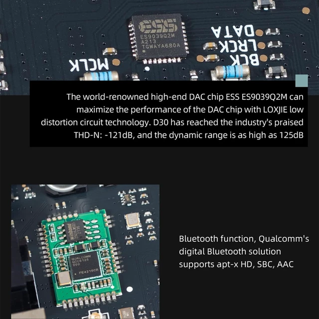 Alt view image 5 of 7 - Upgraded D30 Audio DAC & Headphone Amplifier ES9039 Q2M D/A Chip XMOS PCM 32bit/768kHz MQA DSD512 Hi-Res Home Stereo AMP Bluetooth 5.1 with Remote Control, Hi-Fi Audio Stereo Receiver