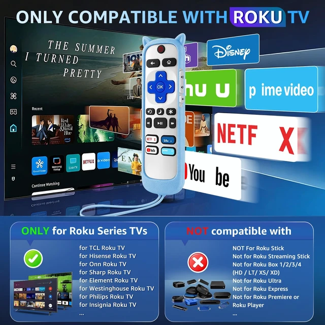 Alt view image 2 of 7 - (Pack of 3) Replacement Remote Only for Roku TV with Soft Protective Cover Remote for TCL/Onn/Hisense/Sharp/Element/Philips Roku Smart TV (Elegant White)Remote BackupNo SetupGlow in The Dark