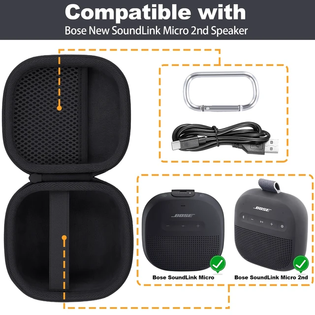 Alt view image 3 of 7 - Hard Case for Bose SoundLink Micro 2nd Gen Portable Bluetooth Speaker Protective Storage Box, Portable Carrying Box, Smooth Zipper, Zippered Closure, Travel-ready, Black Case