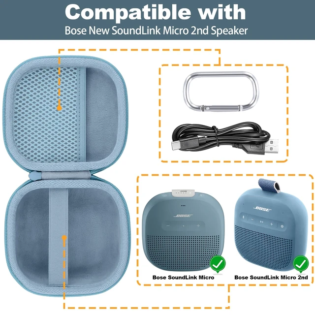 Alt view image 3 of 7 - Hard Case for Bose SoundLink Micro 2nd Gen Portable Bluetooth Speaker Protective Storage Box, Portable Carrying Box, Smooth Zipper, Zippered Closure, Travel-ready, Blue Case