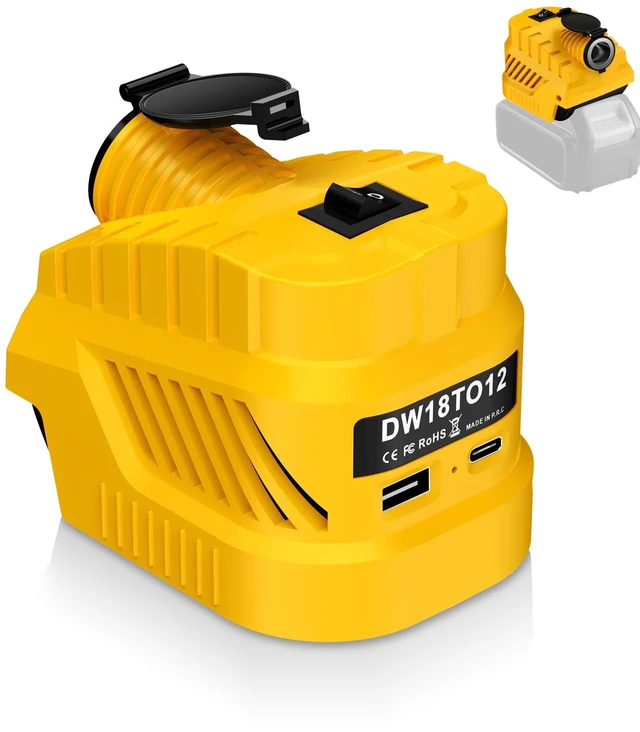 Main image of 20V to 12V Step Down Converter for Dewalt 20V Battery DC 12V 20A 240W Buck Regulator with Cigarette Lighter USB A Type C Port for Car Truck RV LED Light Refrigerator DIY Tools
