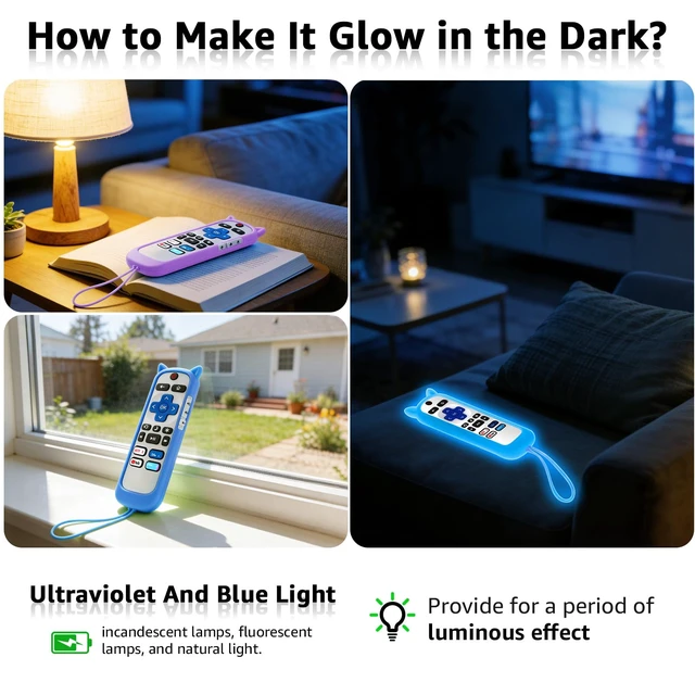Alt view image 6 of 7 - (Pack of 3) Replacement Remote Only for Roku TV with Soft Protective Cover Remote for TCL/Onn/Hisense/Sharp/Element/Philips Roku Smart TV (Elegant White)Remote BackupNo SetupGlow in The Dark