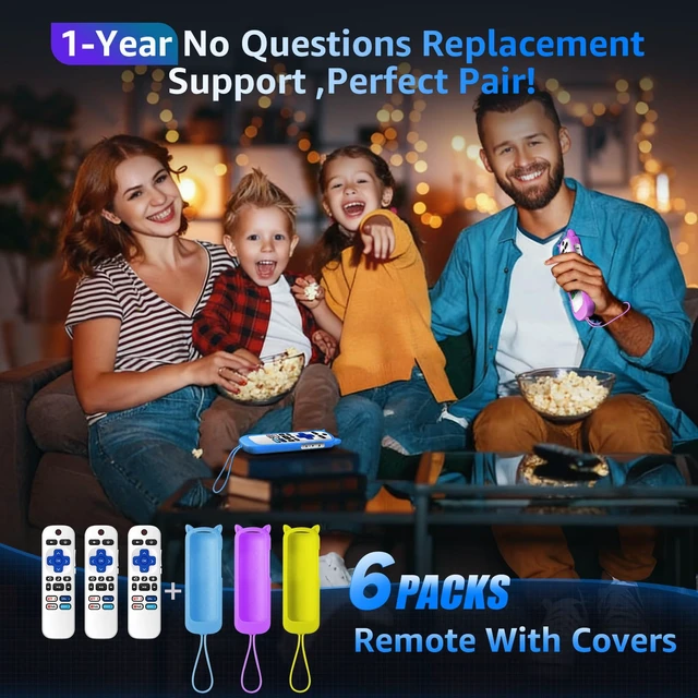 Alt view image 7 of 7 - (Pack of 3) Replacement Remote Only for Roku TV with Soft Protective Cover Remote for TCL/Onn/Hisense/Sharp/Element/Philips Roku Smart TV (Elegant White)Remote BackupNo SetupGlow in The Dark