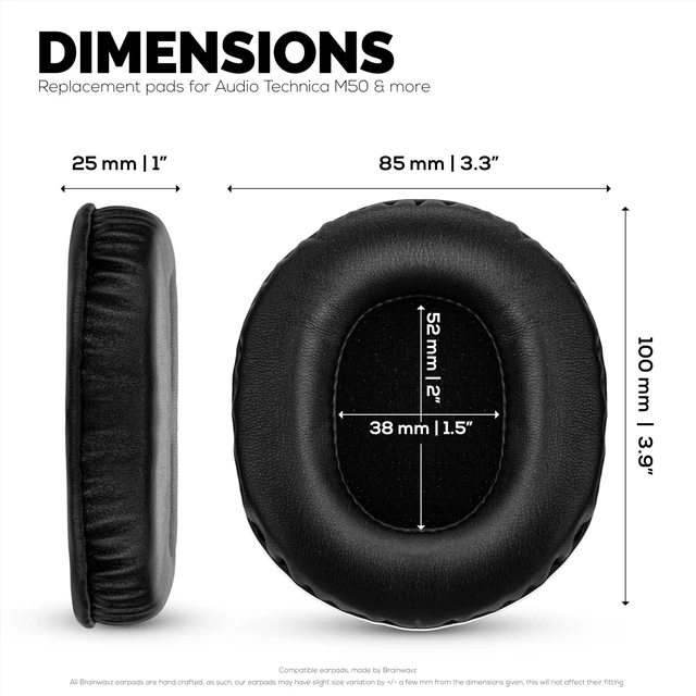 Alt view image 5 of 7 - Replacement Sheepskin Earpads for Audio Technica ATH-M50X, M50xBT, M50RD, M40X, M30X, M20X, SX1 & MSR7 Headsets. Soft Real Leather and Memory Foam for Extra Comfort & Durability By (Black)