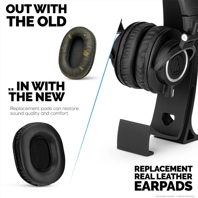 Alt view image 6 of 7 - Replacement Sheepskin Earpads for Audio Technica ATH-M50X, M50xBT, M50RD, M40X, M30X, M20X, SX1 & MSR7 Headsets. Soft Real Leather and Memory Foam for Extra Comfort & Durability By (Black)