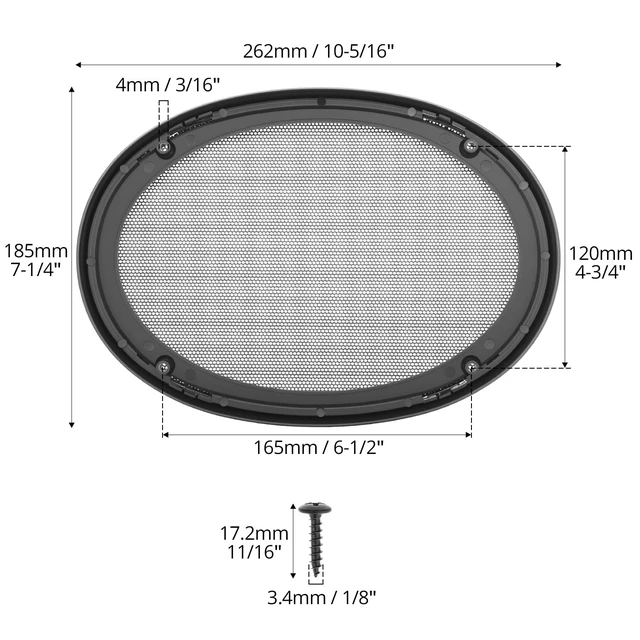 Alt view image 3 of 7 - 6" x 9" Speaker Grill Covers with ABS Plastic Frame & Metal Mesh, Protect Subwoofers from Damage for DIY and Car Speakers, Includes Screws