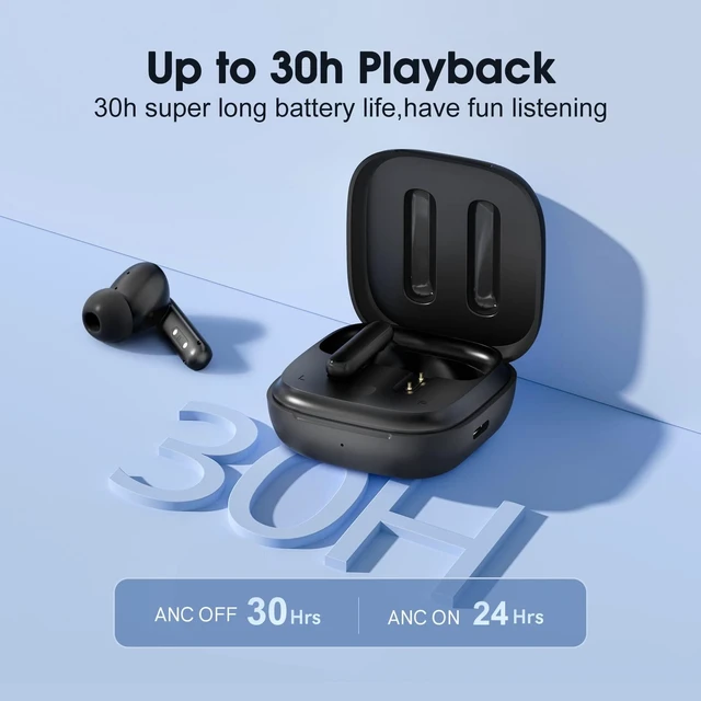 Alt view image 7 of 7 - T13 ANC Active Noise Cancelling Wireless Earbuds, Bluetooth 5.3 Headphones with 30H Playtime Charging Case, IPX5 Waterproof Ear Buds for iPhone and Android, Black