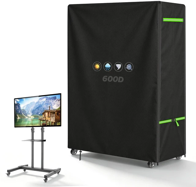 Main image of 50-55" Outdoor TV Stand Cover, 600D TV Cover Waterproof, 53x15x55'' PVC Coating, Bottom Drawing, Outside TV Protector With Buckles, Rolling TV Stand Cover For Mobile TV Cart On Wheels