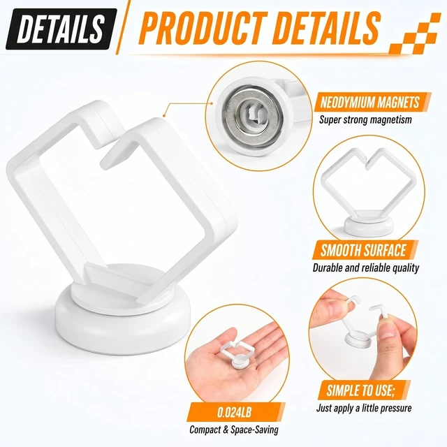Alt view image 3 of 6 - 10 Pack Magnetic Cable Holder 23lbs Heavy Duty Zip Tie Mount 3/4" Base, Magnetic Cable Organizer Clip, Scratch-free Wire Management for Home Office Desk Server Rack Marine Electrical