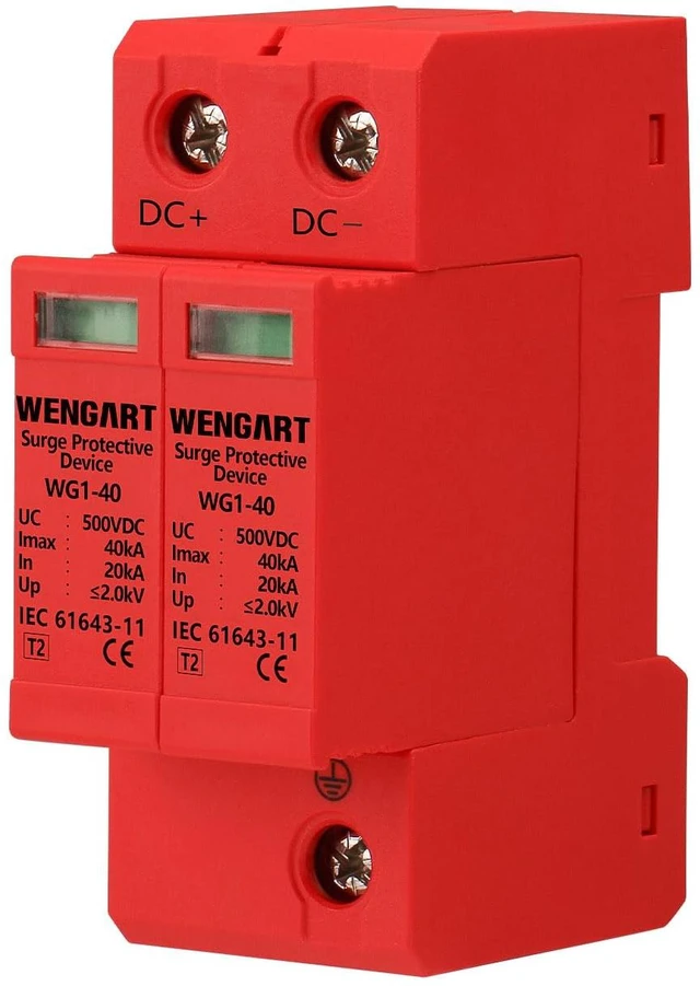 Main image of Surge Protective Arrester Device,DC500V 2P 20~40kA 36mm DIN Rail Mount,Low Voltage Arrester Device for Lightning Protection Power Distribution and Control Appliances