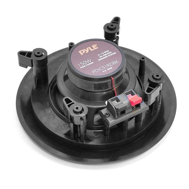 Alt view image 5 of 5 - Ceiling Wall Mount Speakers - 5.25 Pair of 2-Way Midbass Woofer Speaker 1'' Polymer Dome Tweeter Flush Design w/ 80Hz - 20kHz Frequency Response & 150 Watts Peak Easy Installation - PDIC51RDBK