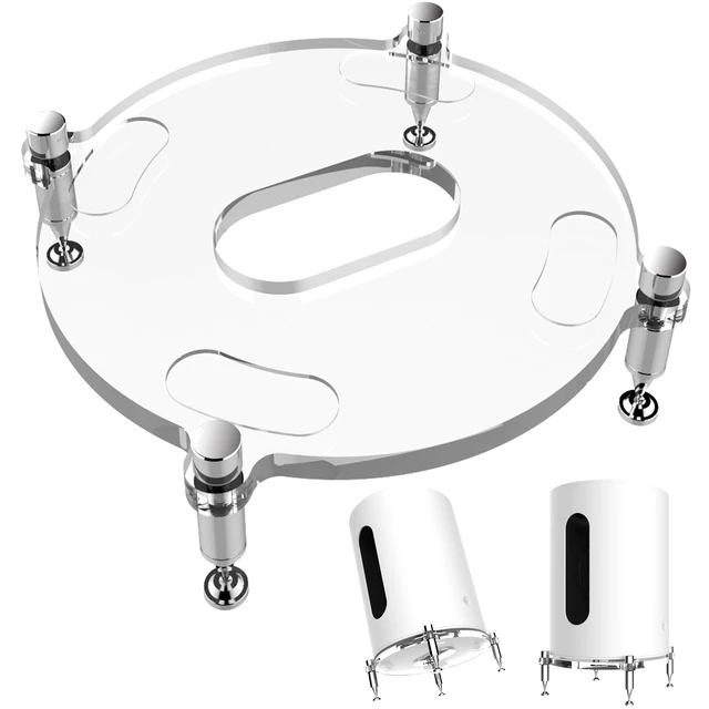 Alt view image 2 of 7 - Stand Feet Pads,Stainless Steel Speaker Isolation Feet for Sonos Sub mini,Sonos Sub mini Stand, sonos sub mini Desk Stand,sub mini Floor Stand(Transparent)