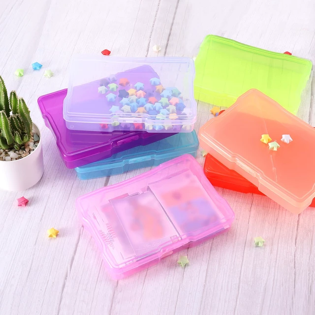 Alt view image 7 of 7 - 5"x7" Photo Storage Box 2Pack Picture Organizer Cases Clear Picture Boxes Storage Container Plastic for Sticker Scrapbook Craft