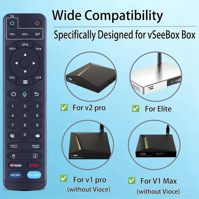 Alt view image 2 of 7 - New Replacement Voice Remote Control for vSeeBox V1/V2/V2 Pro/Elite/Max also for OctaStream Elite Max Android TV Box Elite-3